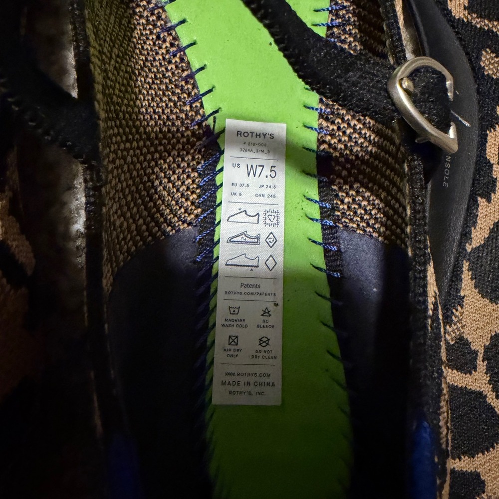 Rothy's Point Mary Jane II Leopard Classic Cat Buckle Flats Size 7.5 comfort - Picture 6 of 6